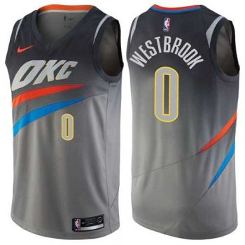 Nike Oklahoma City Thunder #0 Russell Westbrook Gray NBA Swingman City Edition Jersey