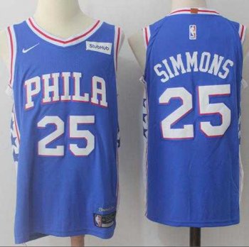 Nike Philadelphia 76ers #25 Ben Simmons Blue Stitched NBA