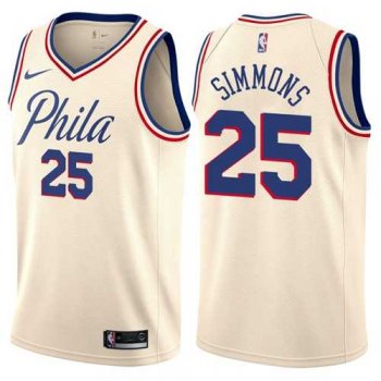 Nike Philadelphia 76ers #25 Ben Simmons Cream NBA Swingman City Edition Jersey