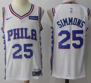 Nike Philadelphia 76ers #25 Ben Simmons White Stitched NBA