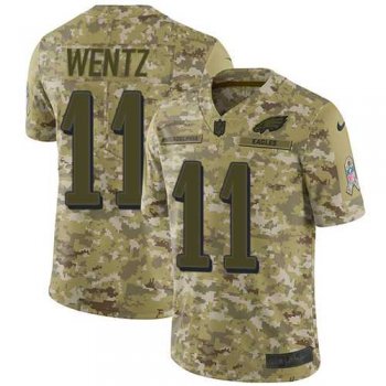 Nike Philadelphia Eagles #11 Carson Wentz Camo Men's Stitched NFL Limited 2018 Salute To Service Jersey