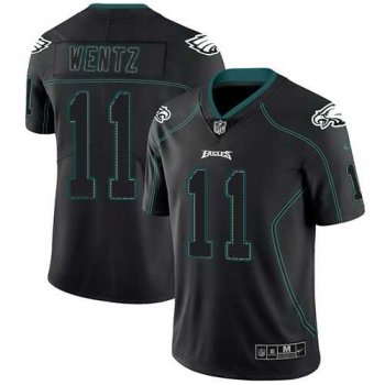 Nike Philadelphia Eagles #11 Carson Wentz Lights Out Black Men's Stitched NFL Limited Rush Jersey