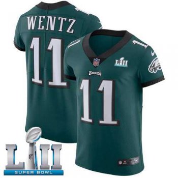 Nike Philadelphia Eagles #11 Carson Wentz Midnight Green Team Color Super Bowl LII Men's Stitched NFL Vapor Untouchable Elite Jersey