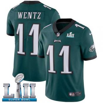 Nike Philadelphia Eagles #11 Carson Wentz Midnight Green Team Color Super Bowl LII Men's Stitched NFL Vapor Untouchable Limited Jersey