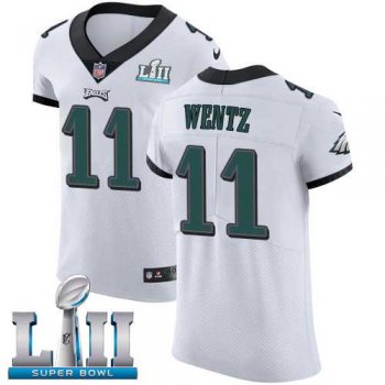 Nike Philadelphia Eagles #11 Carson Wentz White Super Bowl LII Men's Stitched NFL Vapor Untouchable Elite Jersey