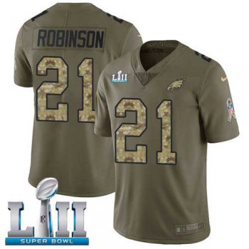 Nike Philadelphia Eagles #21 Patrick Robinson Olive Camo Super Bowl LII Men's Stitched NFL Limited 2017 Salute To Service Jersey