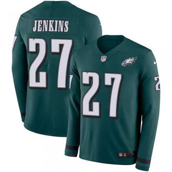 Nike Philadelphia Eagles #27 Malcolm Jenkins Midnight Green Team Color Men's Stitched NFL Limited Therma Long Sleeve Jersey