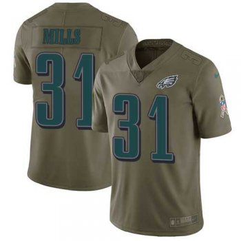 Nike Philadelphia Eagles #31 Jalen Mills Olive Men's Stitched NFL Limited 2017 Salute To Service Jersey