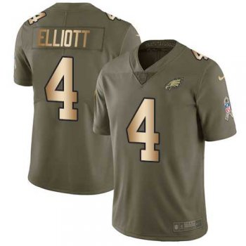 Nike Philadelphia Eagles #4 Jake Elliott Olive Gold Men's Stitched NFL Limited 2017 Salute To Service Jersey