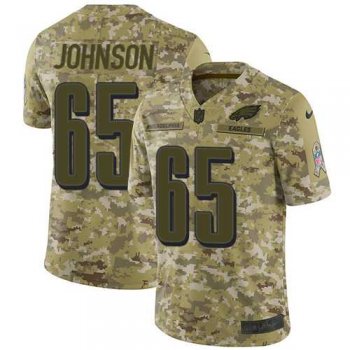 Nike Philadelphia Eagles #65 Lane Johnson Camo Men's Stitched NFL Limited 2018 Salute To Service Jersey