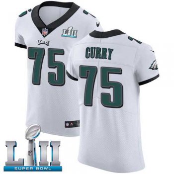 Nike Philadelphia Eagles #75 Vinny Curry White Super Bowl LII Men's Stitched NFL Vapor Untouchable Elite Jersey