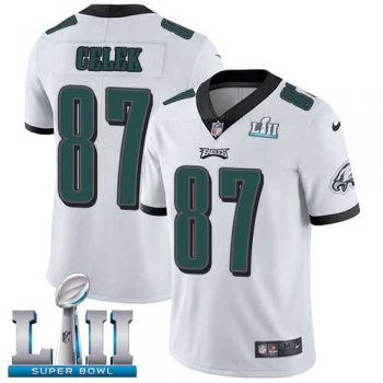 Nike Philadelphia Eagles #87 Brent Celek White Super Bowl LII Men's Stitched NFL Vapor Untouchable Limited Jersey