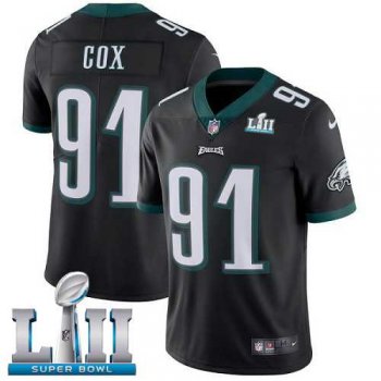 Nike Philadelphia Eagles #91 Fletcher Cox Black Alternate Super Bowl LII Men's Stitched NFL Vapor Untouchable Limited Jersey