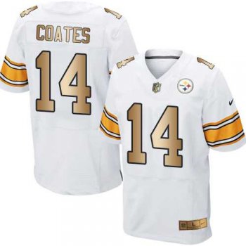 Nike Pittsburgh Steelers #14 Sammie Coates White Men's Stitched NFL Elite Gold Jersey