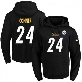 Nike Pittsburgh Steelers #24 James Conner Black Name & Number Pullover NFL Hoodie