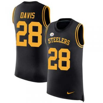 Nike Pittsburgh Steelers #28 Sean Davis Black Team Color Men's Stitched NFL Limited Rush Tank Top Jersey