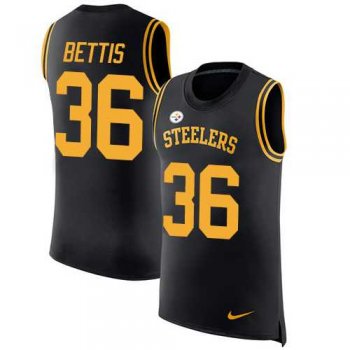 Nike Pittsburgh Steelers #36 Jerome Bettis Black Team Color Men's Stitched NFL Limited Rush Tank Top Jersey