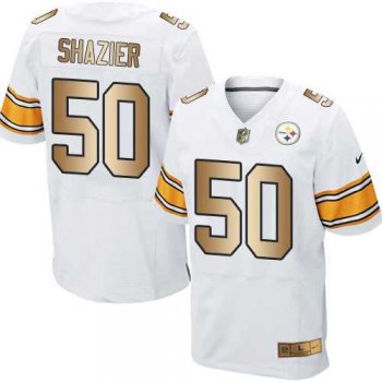 Nike Pittsburgh Steelers #50 Ryan Shazier White Men's Stitched NFL Elite Gold Jersey