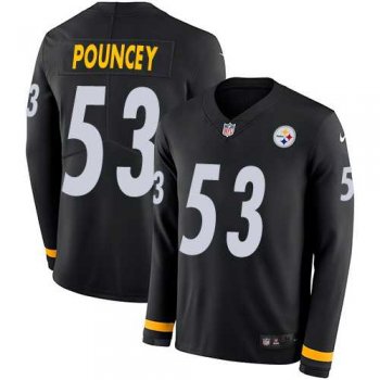 Nike Pittsburgh Steelers #53 Maurkice Pouncey Black Team Color Men's Stitched NFL Limited Therma Long Sleeve Jersey