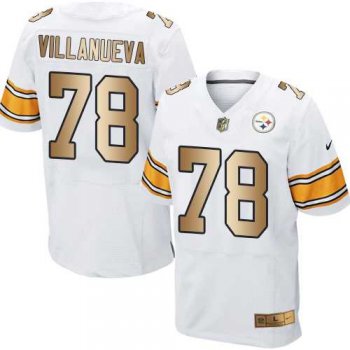 Nike Pittsburgh Steelers #78 Alejandro Villanueva White Men's Stitched NFL Elite Gold Jersey