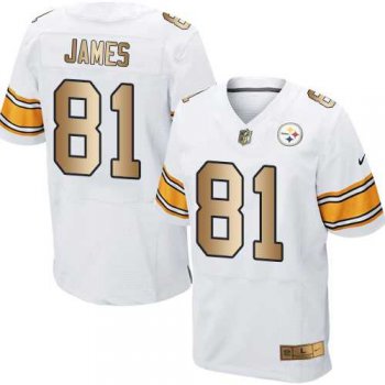 Nike Pittsburgh Steelers #81 Jesse James White Men's Stitched NFL Elite Gold Jersey