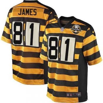 Nike Pittsburgh Steelers #81 Jesse James Yellow Black Alternate Men's Stitched NFL 80TH Throwback Elite Jersey