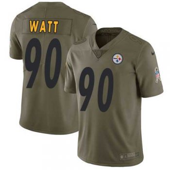 Nike Pittsburgh Steelers #90 T. J. Watt Olive Men's Stitched NFL Limited 2017 Salute to Service Jersey