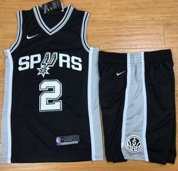 Nike San Antonio Spurs #2 Kawhi Leonard Black A Set NBA Swingman Icon Edition Jersey