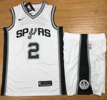 Nike San Antonio Spurs #2 Kawhi Leonard White A Set NBA Swingman Association Edition Jersey