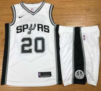 Nike San Antonio Spurs #20 Manu Ginobili White A Set NBA Swingman Association Edition Jersey