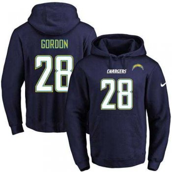 Nike San Diego Chargers #28 Melvin Gordon Navy Blue Name & Number Pullover NFL Hoodie