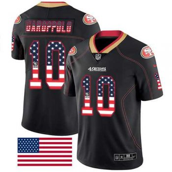 Nike San Francisco 49ers #10 Jimmy Garoppolo Black Men's Stitched NFL Limited Rush USA Flag Jersey