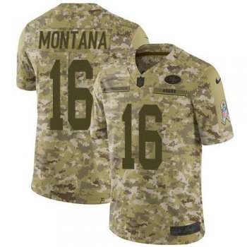 Nike San Francisco 49ers #16 Joe Montana Camo Men's Stitched NFL Limited 2018 Salute To Service Jersey