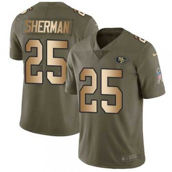 Nike San Francisco 49ers #25 Richard Sherman Olive Gold Men's Stitched NFL Limited 2017 Salute To Service Jersey