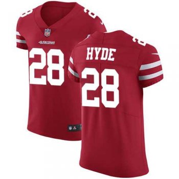 Nike San Francisco 49ers #28 Carlos Hyde Red Team Color Men's Stitched NFL Vapor Untouchable Elite Jersey