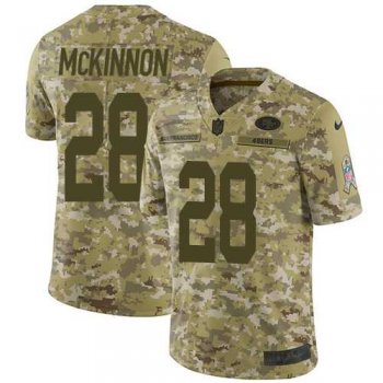 Nike San Francisco 49ers #28 Jerick McKinnon Camo Men's Stitched NFL Limited 2018 Salute To Service Jersey