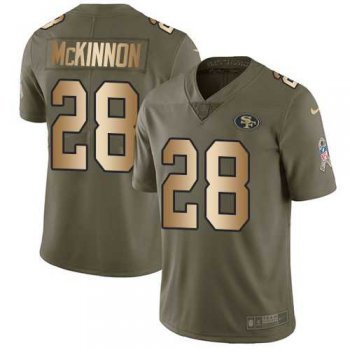 Nike San Francisco 49ers #28 Jerick McKinnon Olive Gold Men's Stitched NFL Limited 2017 Salute To Service Jersey