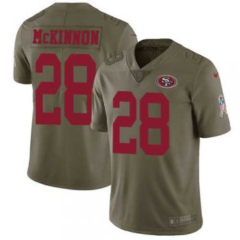 Nike San Francisco 49ers #28 Jerick McKinnon Olive Men's Stitched NFL Limited 2017 Salute To Service Jersey