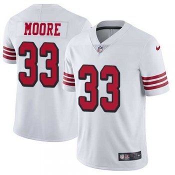 Nike San Francisco 49ers #33 Tarvarius Moore White Rush Men's Stitched NFL Vapor Untouchable Limited Jersey