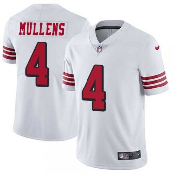 Nike San Francisco 49ers #4 Nick Mullens White Rush Men's Stitched NFL Vapor Untouchable Limited Jersey