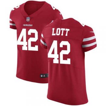 Nike San Francisco 49ers #42 Ronnie Lott Red Team Color Men's Stitched NFL Vapor Untouchable Elite Jersey