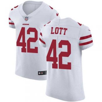 Nike San Francisco 49ers #42 Ronnie Lott White Men's Stitched NFL Vapor Untouchable Elite Jersey