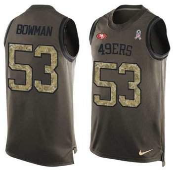 Nike San Francisco 49ers #53 NaVorro Bowman Green Men's Stitched NFL Limited Salute To Service Tank Top Jersey