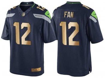 Nike Seattle Seahawks #12 12th Fan 2016 Christmas Navy Golden Men's NFL Game Special Edition Jersey