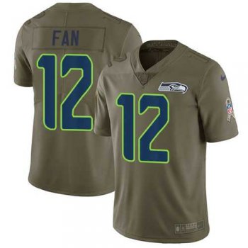 Nike Seattle Seahawks #12 Fan Olive Men's Stitched NFL Limited 2017 Salute to Service Jersey