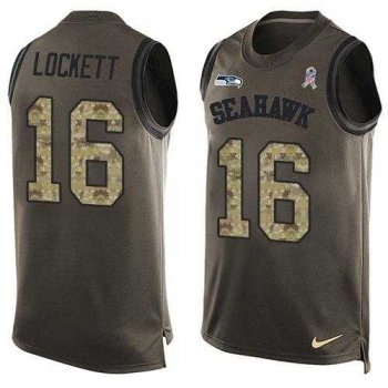 Nike Seattle Seahawks #16 Tyler Lockett Green Men's Stitched NFL Limited Salute To Service Tank Top Jersey