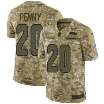 Nike Seattle Seahawks #20 Rashaad Penny Camo Men's Stitched NFL Limited 2018 Salute To Service Jersey