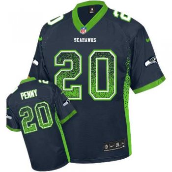 Nike Seattle Seahawks #20 Rashaad Penny Steel Blue Team Color Men's Stitched NFL Elite Drift Fashion Jersey