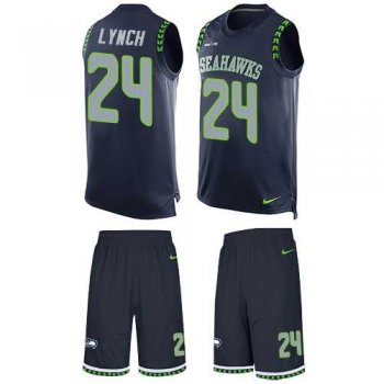 Nike Seattle Seahawks #24 Marshawn Lynch Steel Blue Team Color Men's Stitched NFL Limited Tank Top Suit Jersey