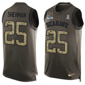 Nike Seattle Seahawks #25 Richard Sherman Green Men's Stitched NFL Limited Salute To Service Tank Top Jersey